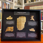 Large framed shadowbox collection of Book of Revelation papyrus replicas